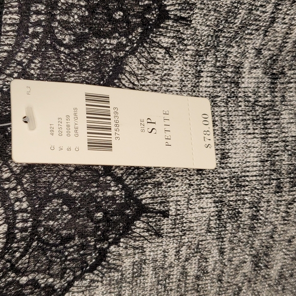 Anthropologie NWT Sparkly Grey Sweater Top with Black Lace Trim! ❤❤❤ - Picture 13 of 16